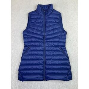 Lands' End Parka Vest Women's Medium 10-12 Navy Blue Down Puffer Full Zip